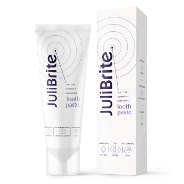 Pasta de dentes JuliBrite com nano‑hidroxiapatite e oxigénio ativo